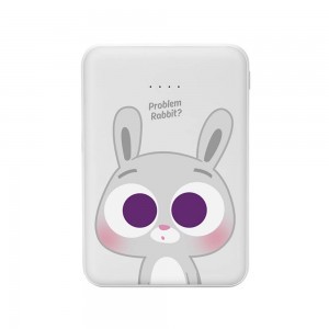 Kivee Powerbank 5000mAh USB + Micro USB Rabbit, fehér