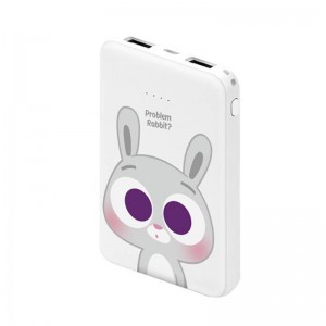 Kivee Powerbank 5000mAh USB + Micro USB Rabbit, fehér