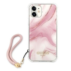 iPhone 12 mini Guess GUHCP12SKSMAPI Marble tok pánttal pink