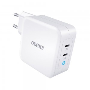 Choetech GaN Hálózati töltő 2x USB Type-C PD 3.0 QC 3.0 AFC 100W EU fehér (PD6008-EU)-3