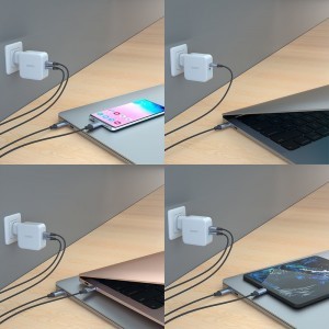 Choetech GaN Hálózati töltő 2x USB Type-C PD 3.0 QC 3.0 AFC 100W EU fehér (PD6008-EU)-2