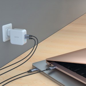Choetech GaN Hálózati töltő 2x USB Type-C PD 3.0 QC 3.0 AFC 100W EU fehér (PD6008-EU)-5
