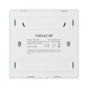 Sonoff T2EU1C-RF Érintős villanykapcsoló Wi-Fi 433MHz Vezeték nélküli RF távirányító fehér (M0802030009)
