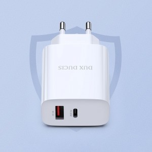 Dux Ducis Hálózati töltő adapter USB és USB Type-C PD 20W, QC 18W fehér