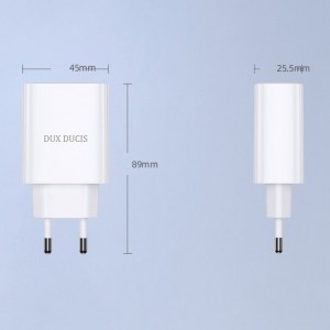 Dux Ducis Hálózati töltő adapter USB és USB Type-C PD 20W, QC 18W fehér