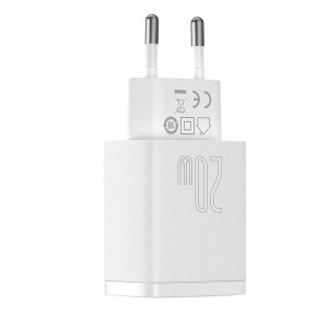 Baseus Compact hálózati töltő adapter USB Type-C / USB-A 20W 3A PD QC3.0 fehér (CCXJ-B02)