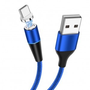 Mágneses USB - USB Type-C kábel 3A 1m kék
