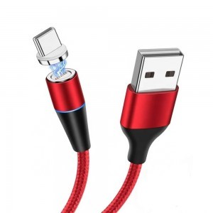 Mágneses USB - USB Type-C kábel 3A 1m piros
