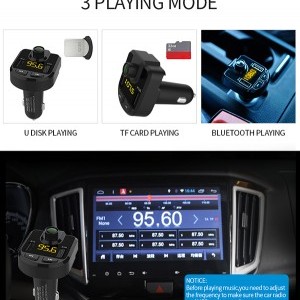 Bluetooth FM Transmitter BT-36 szivargyújtós autós töltő 2xUSB Micro SD kártyaolvasóval fekete