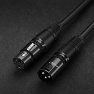 Ugreen mikrofon hosszabbító, toldó kábel XLR (aljzat) - XLR (aljzat) 15m fekete (AV130)
