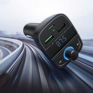 Ugreen FM Transmitter Bluetooth 5.0 és autós telefon töltő 3xUSB, TF, SD kártyaolvasó 4.8A fekete (CD229)