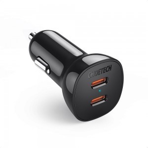 Choetech autós szivargyújtós gyorstöltő 2x USB Type C 40W FCP AFC fekete (TC0008)