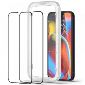 iPhone 13 mini Spigen Alm Glass FC 2x üvegfólia fekete
