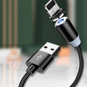 Ksc 3in1 Mágneses kábel USB Type C + Lightning + Micro USB 3A 1m fekete