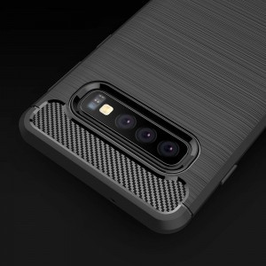 Huawei P30 Lite Carbon szénszál mintájú TPU tok fekete