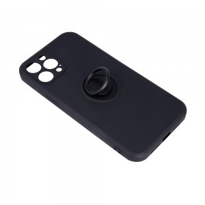iPhone 13 Pro Max Szilikon tok hátlapi gyűrűvel fekete