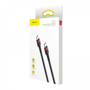 Baseus Cafule kábel USB Type-C - USB Type-C - PD 2.0 60W 3A QC 3.0 2m fekete/ piros