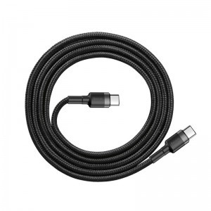 Baseus Cafule kábel USB Type-C - USB Type-C - PD 2.0 60W 3A QC 3.0 2m fekete/ szürke