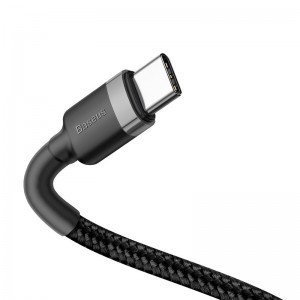 Baseus Cafule kábel USB Type-C - USB Type-C - PD 2.0 60W 3A QC 3.0 2m fekete/ szürke