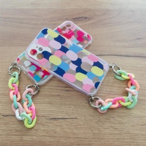 iPhone 11 Color Chain rugalmas géltok láncos függővel színes (multicolour 4)