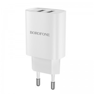 Borofone BN2 Hálózati töltő adapter 2xUSB 2.1A fehér