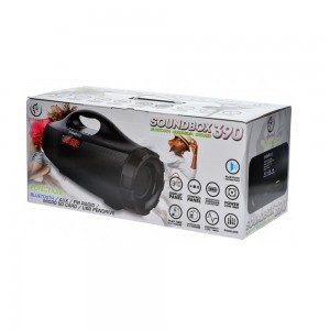Rebeltec SoundBox 390 Bluetooth vezeték nélküli hangszóró fekete, beépített FM rádióval