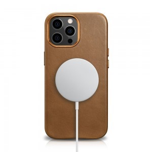 iPhone 13 Pro iCarer valódi bőr tok barna (MagSafe kompatibilis) (WMI1303-BN)