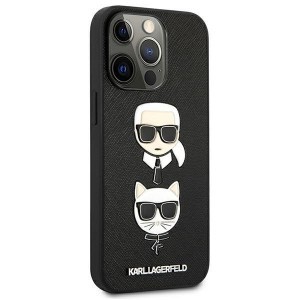 iPhone 13 Pro / 13 6.1'' Karl Lagerfeld Karl Choupette Saffiano tok fekete (KLHCP13LSAKICKCBK)
