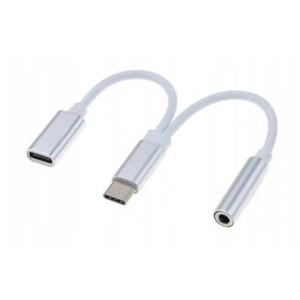 USB Type-C elosztó adapter - 1x USB Type-C aljzat és 1x 3.5mm jack audio ROSEGOLD