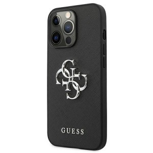 iPhone 13 Pro Guess GUHCP13LSA4GSBK Saffiano Metal Logo tok 4G fekete