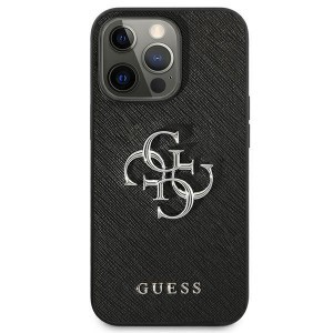 iPhone 13 Pro Guess GUHCP13LSA4GSBK Saffiano Metal Logo tok 4G fekete