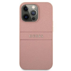iPhone 13 Pro Max Guess GUHCP13XPSASBPI 4G Saffiano Stripe tok rózsaszín