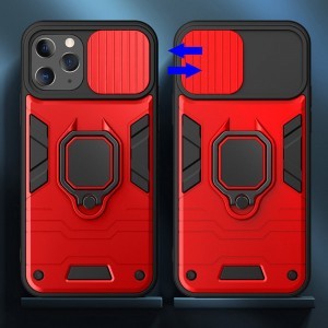 iPhone 13 mini Ring Lens tok kameralencse védővel és kihajtható támasszal piros