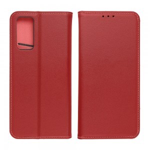 Samsung A12 Forcell Smart Pro bőr fliptok piros