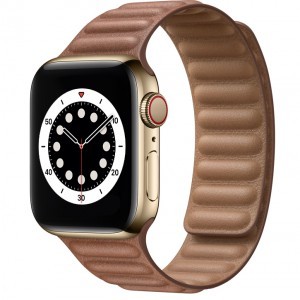 Apple Watch 4/5/6/7/8/SE/Ultra (42/44/45/49mm) barna Loop Leather bőr óraszíj mágneses