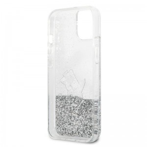 iPhone 13 Mini Karl Lagerfeld KLHCP13SGCFS Liquid Glitter Choupette Fun tok ezüst