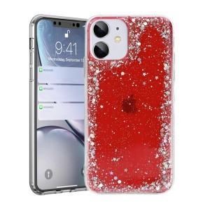 iPhone 7/ 8/ SE2020 /SE 2022 Brilliant Clear csillogó tok piros