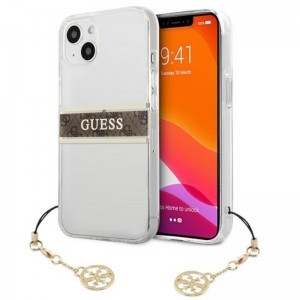 iPhone 13 Mini Guess 4G Stripe Brown Charm tok átlátszó (GUHCP13SKB4GBR)