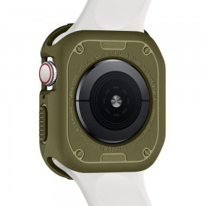Apple Watch 4 / 5 / 6 / 7 / SE (44 / 45 mm) Spigen Rugged Armor tok olivazöld