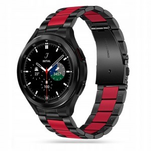 Samsung Galaxy Watch 4 40 / 42 / 44 / 46 mm Tech-protect Stainless Szíj Fekete-piros