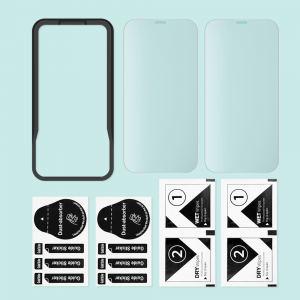 iPhone 12 Mini 2db kijelzővédő üvegfólia, felhelyezést segítő kerettel 9H 2.5D HD 0.33mm Alphajack