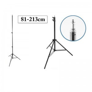 Alumínium lámpatartó stúdió állvány, vakuállvány 213cm, spigot fejjel, 1/4 csatlakozással (T19)-2