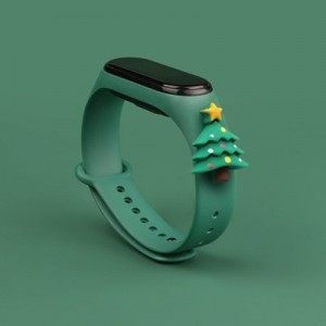 Strap Xmas karácsonyi óraszíj Xiaomi Mi Band 6 / Mi Band 5 sötétzöld fenyőfa