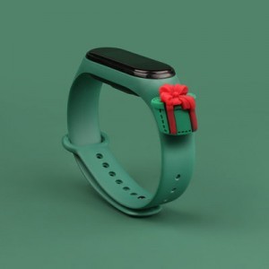 Strap Xmas karácsonyi óraszíj Xiaomi Mi Band 6 / Mi Band 5 sötétzöld ajándék