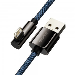 Baseus Legend 90 fokban döntött USB - Lightning kábel 2.4A 1m kék (CACS000103)