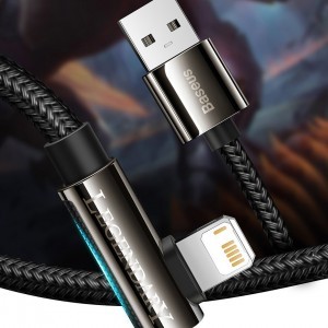 Baseus Legend 90 fokban döntött USB - Lightning kábel 2.4A 1m kék (CACS000103)