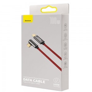 Baseus Legend 90 fokban döntött USB Type-C - USB Type-C kábel 100W 5A 2m piros (CACS000709)