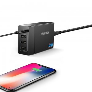 Choetech Hálózati töltő adapter 3x USB / 1x USB Type C 60W PD fekete (PD72-1C3U)-2