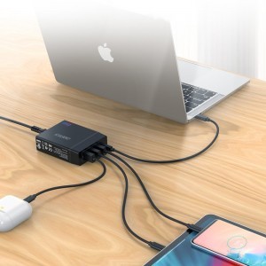 Choetech Hálózati töltő adapter 3x USB / 1x USB Type C 60W PD fekete (PD72-1C3U)