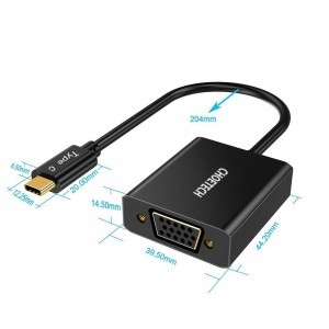 Choetech Egyirányú kábel adapter USB Type-C - VGA fekete (HUB-V01)